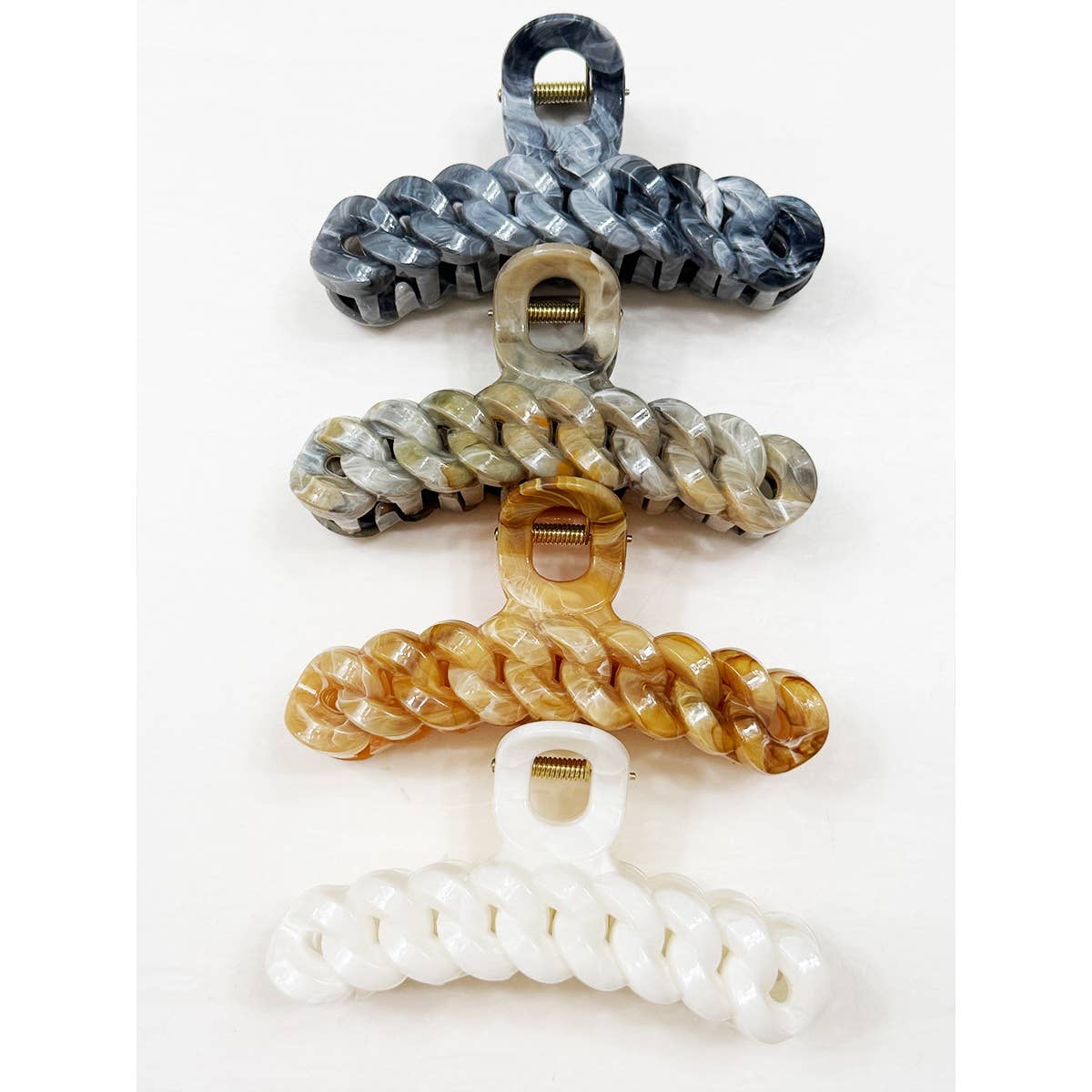 **DOORBUSTER** Neutral Tone Marble Chain Pattern Hair Claw Clip