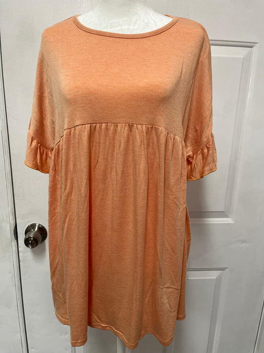 Curvy Orange Ruffle Sleeve Top