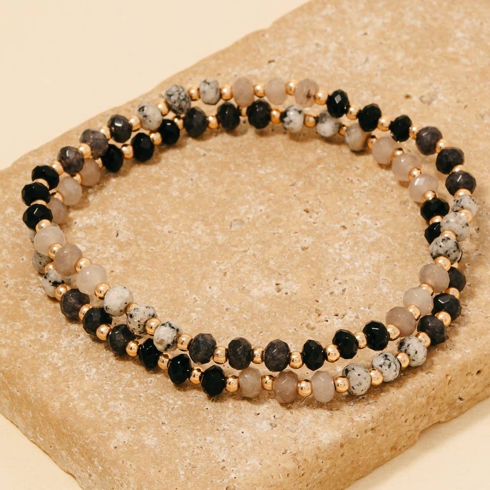 Semi Precious Faceted Stone Beaded Bracelet