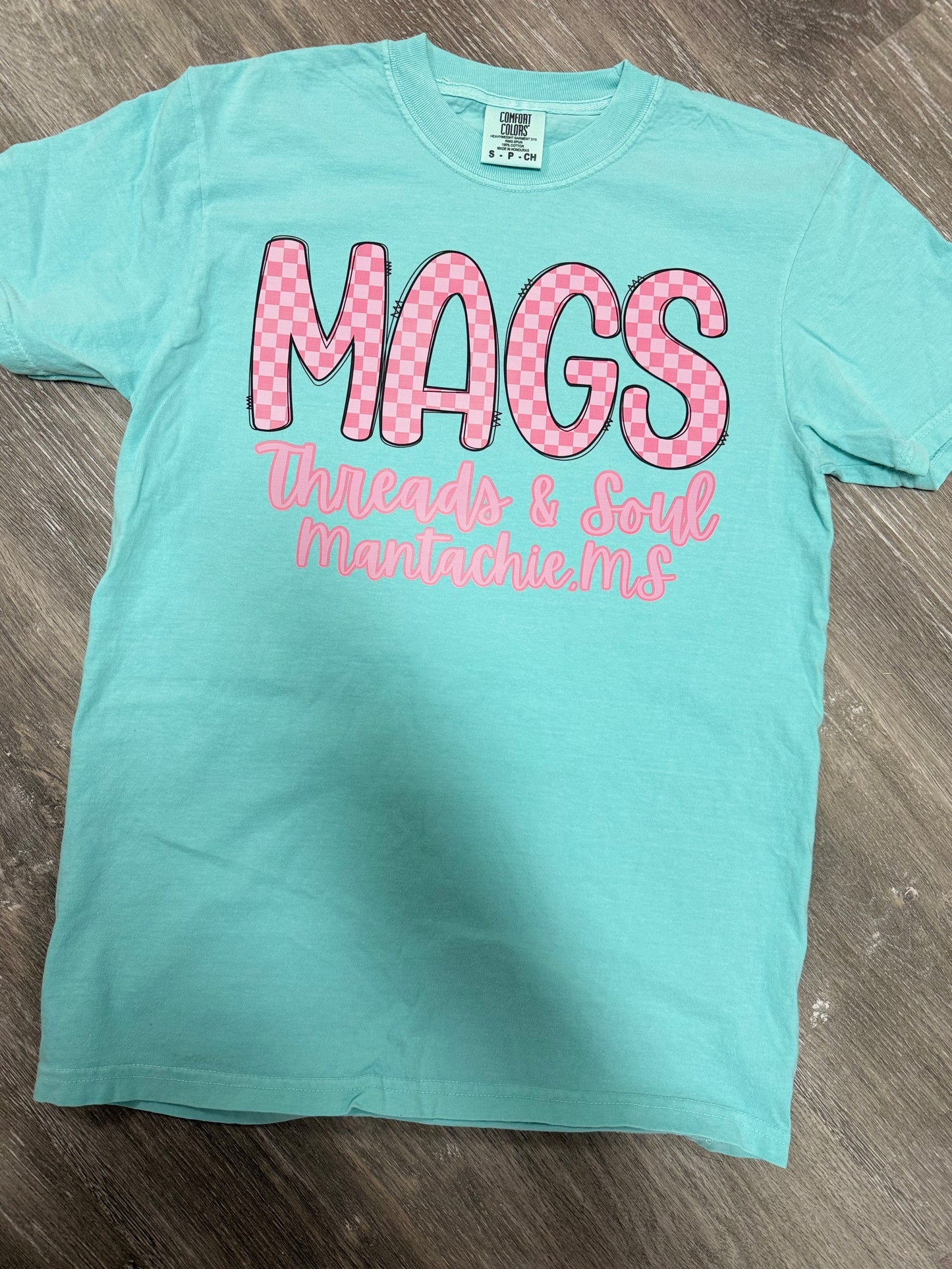 Pink Checkered MAG’S Logo T-shirt