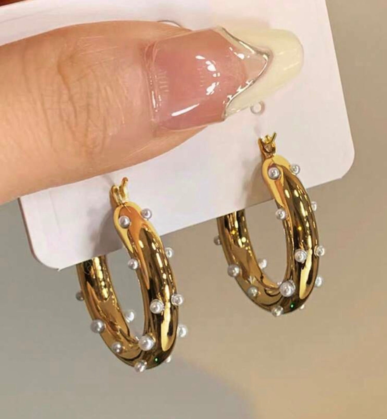 Circle Faux Pearl Earrings