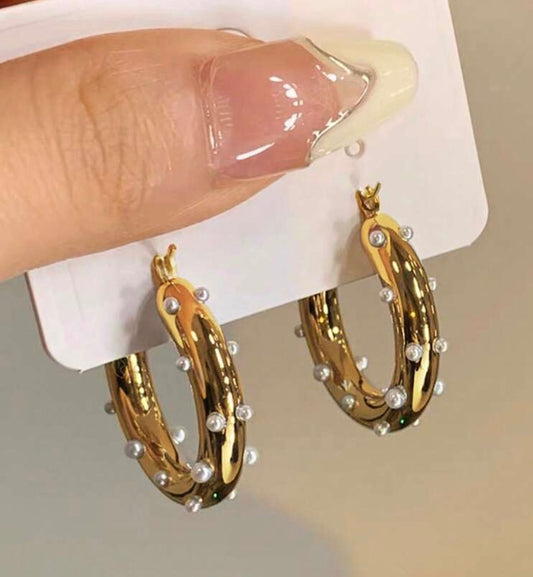 Circle Faux Pearl Earrings