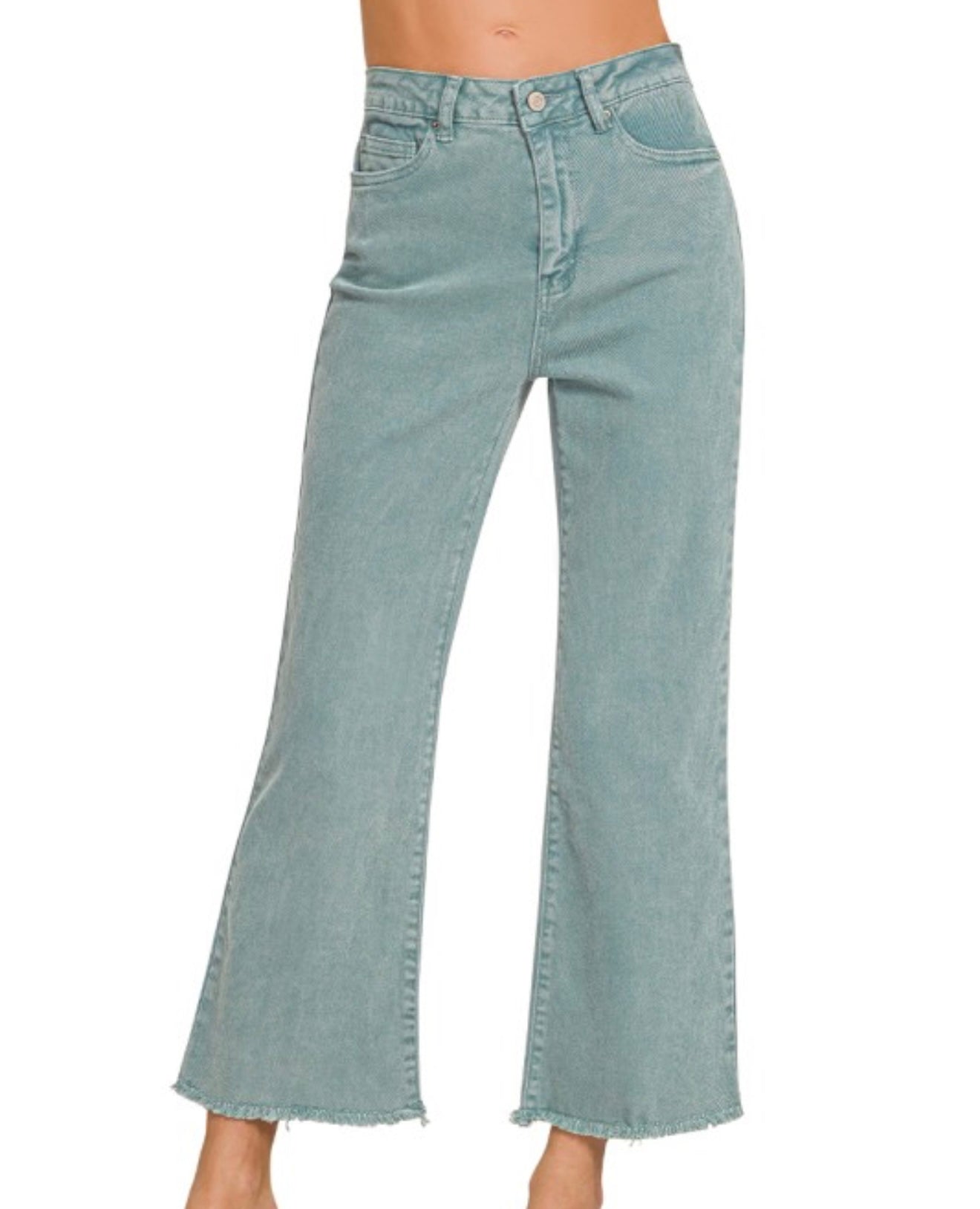 Zenana High Waist Frayed Hem Bootcut Jeans