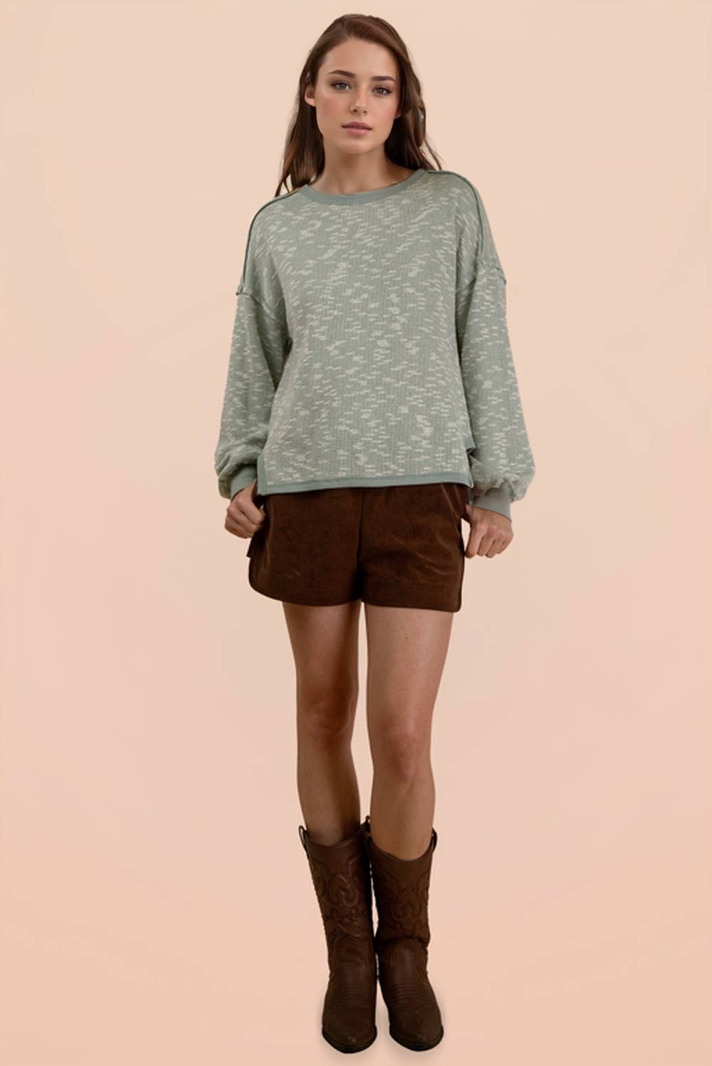 Oversized Printed Knit Casual Top