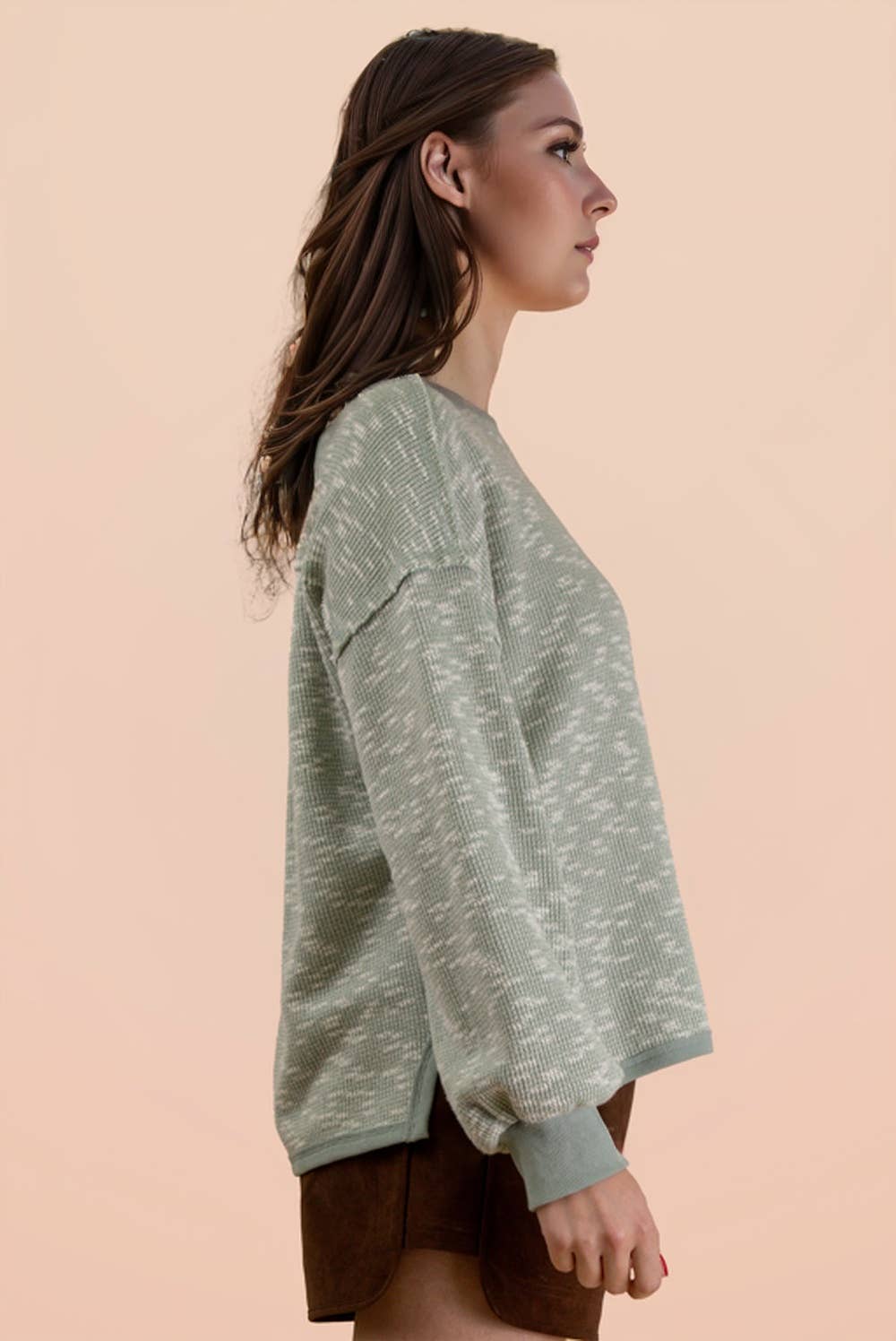 Oversized Printed Knit Casual Top