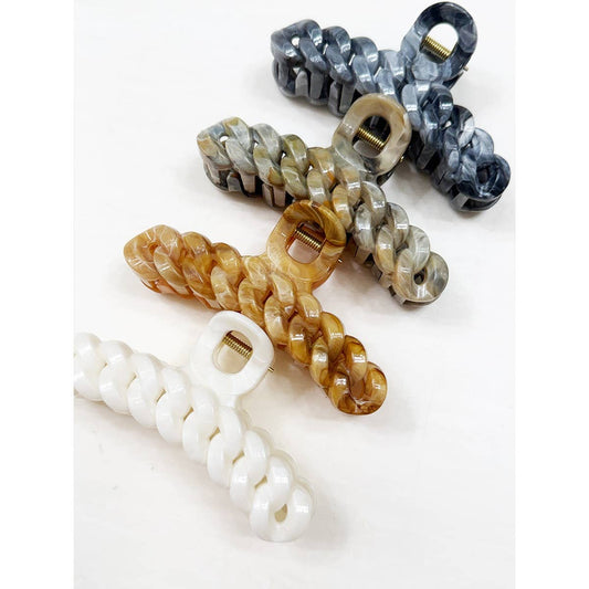 **DOORBUSTER** Neutral Tone Marble Chain Pattern Hair Claw Clip