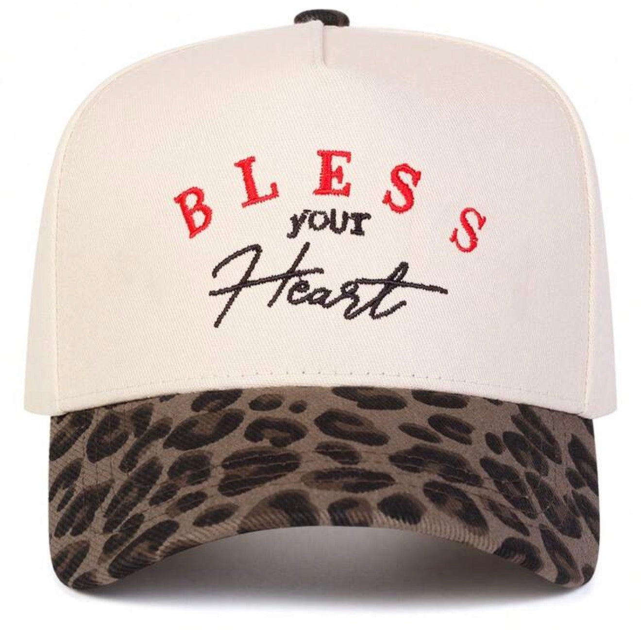 Bless Your Heart Embroidered Leopard Baseball Cap