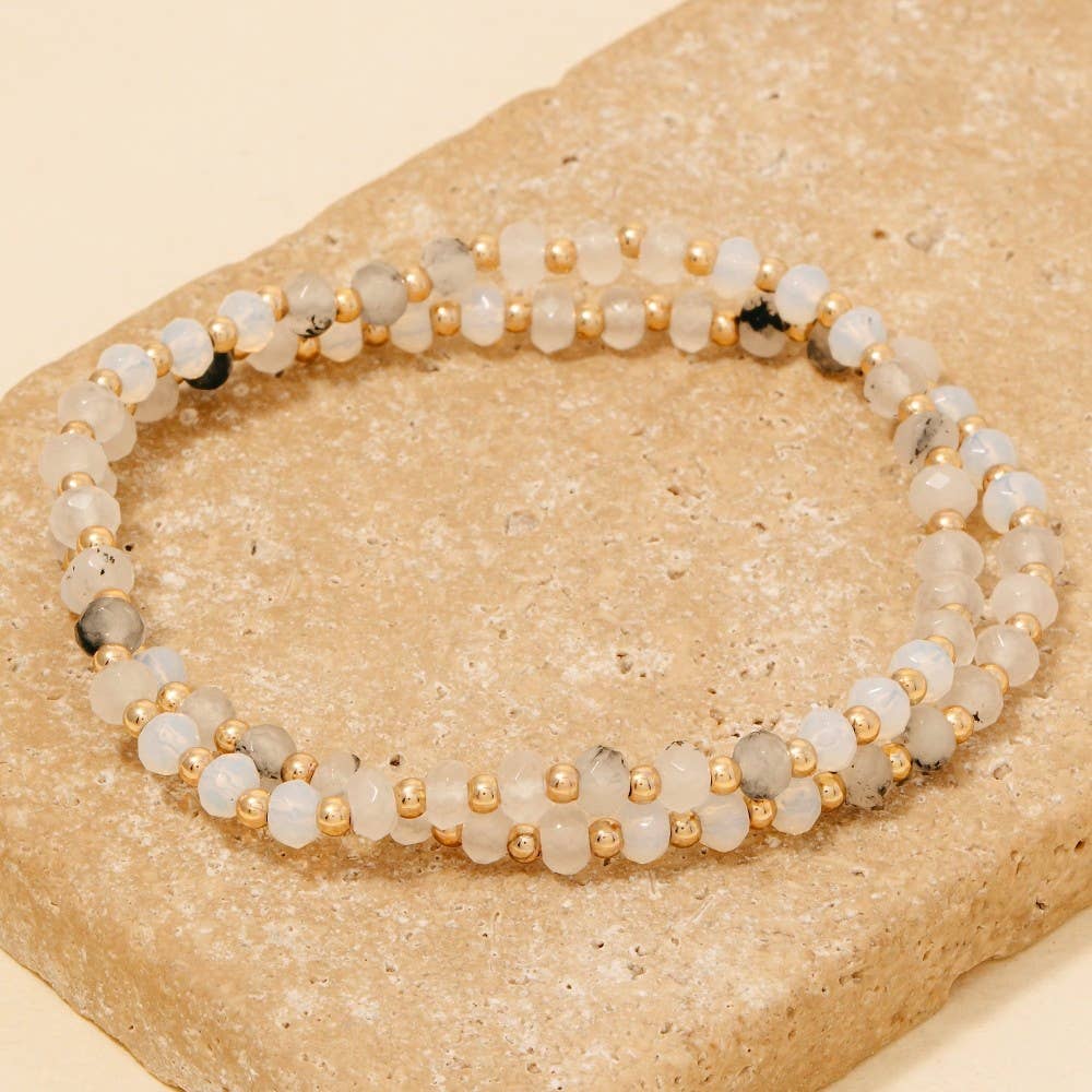 Semi Precious Faceted Stone Beaded Bracelet
