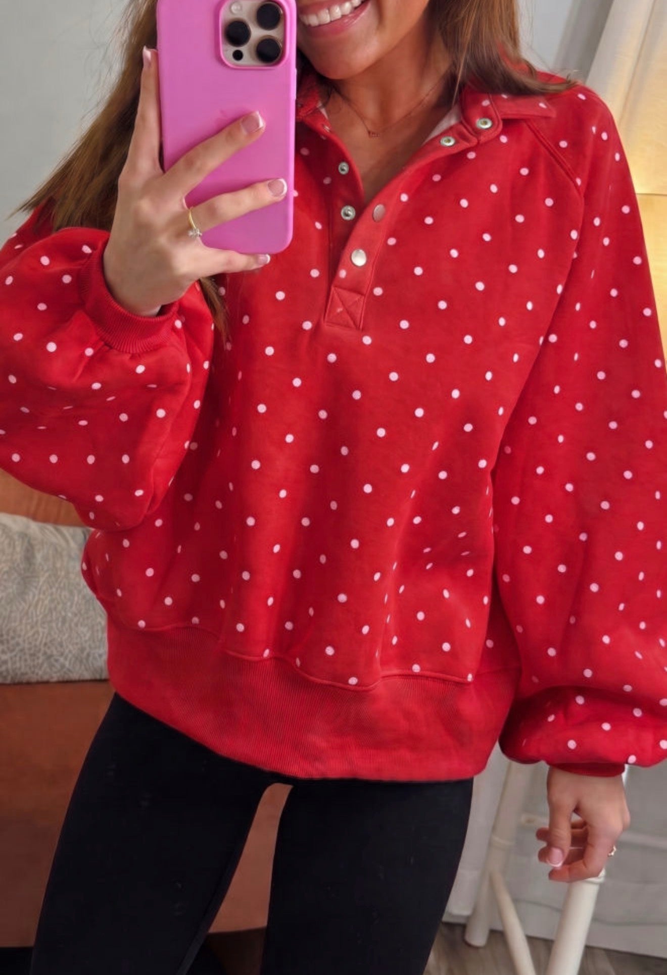 Red Polka Dot Pullover- Pre/Order