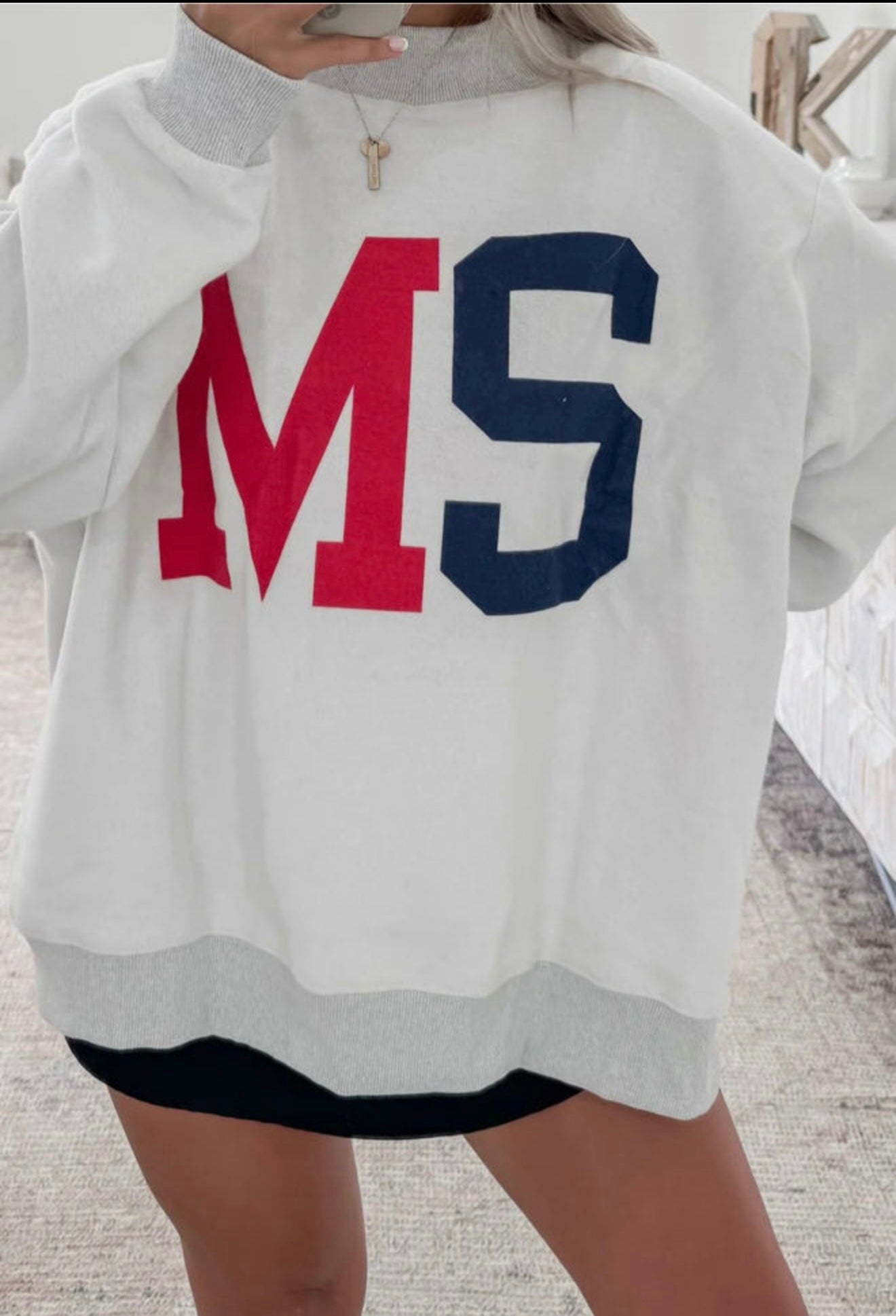 Light Grey MS Reversible Printed Mock Neck Sweatshirt