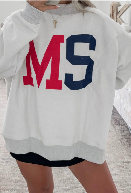 Light Grey MS Reversible Printed Mock Neck Sweatshirt