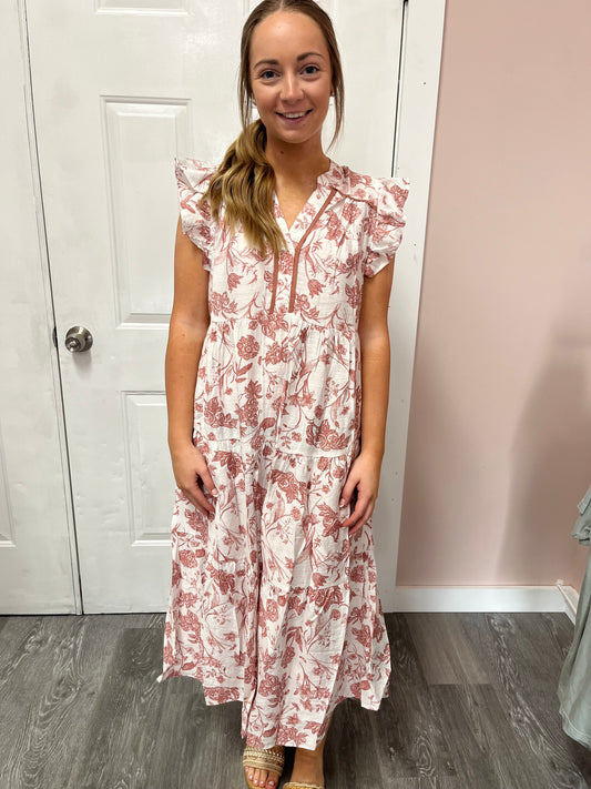Rose Clay Floral Dress