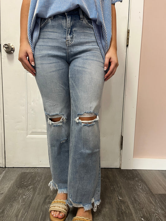 MICA Ice Medium Blue Distressed Jeans