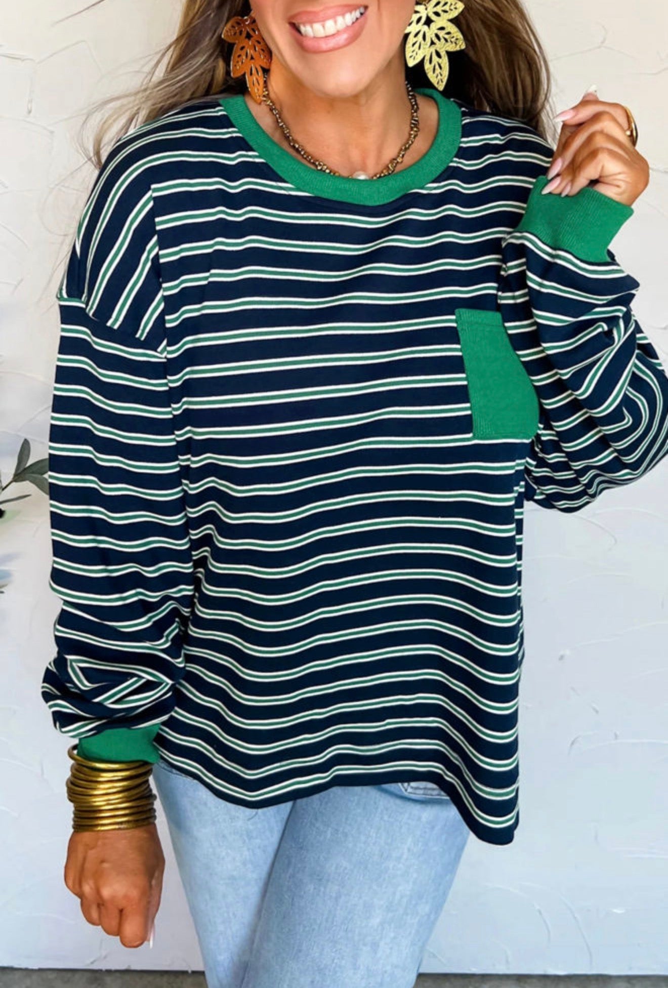 Green Striped Ribbed Top-Pre/Order