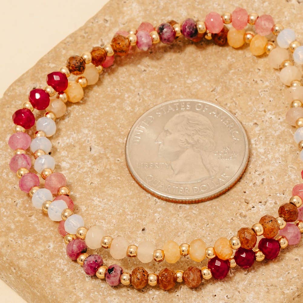 Semi Precious Faceted Stone Beaded Bracelet