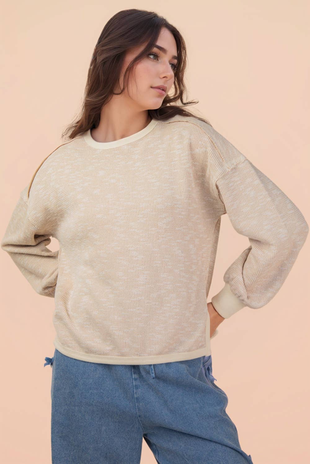 Oversized Printed Knit Casual Top