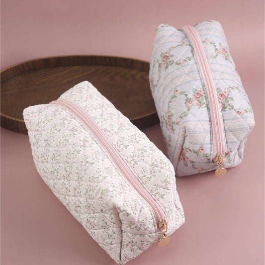Quilted Floral Design Cosmetic Bags - TOSHA