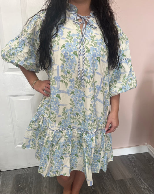 Plus Size Blue Floral Dress