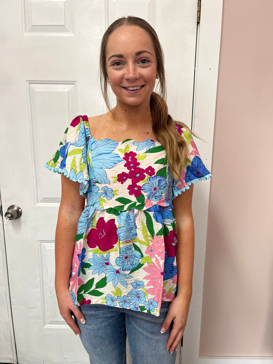 Cream Mix Floral Blouse