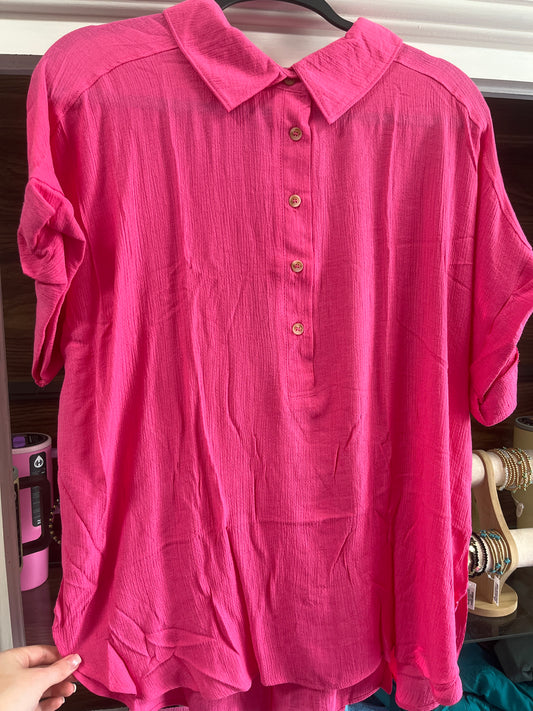 Curvy Button Down Woven Top