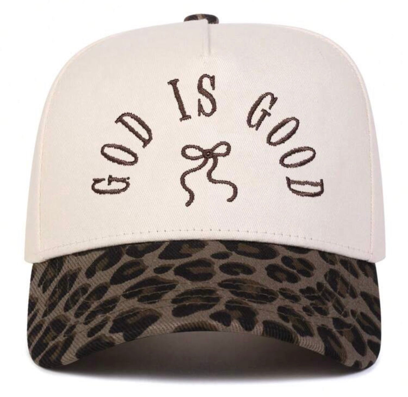 God Is Good Embroidered Leopard Cap