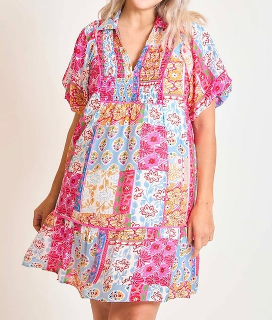 Plus Size Pink Mix Floral Dress