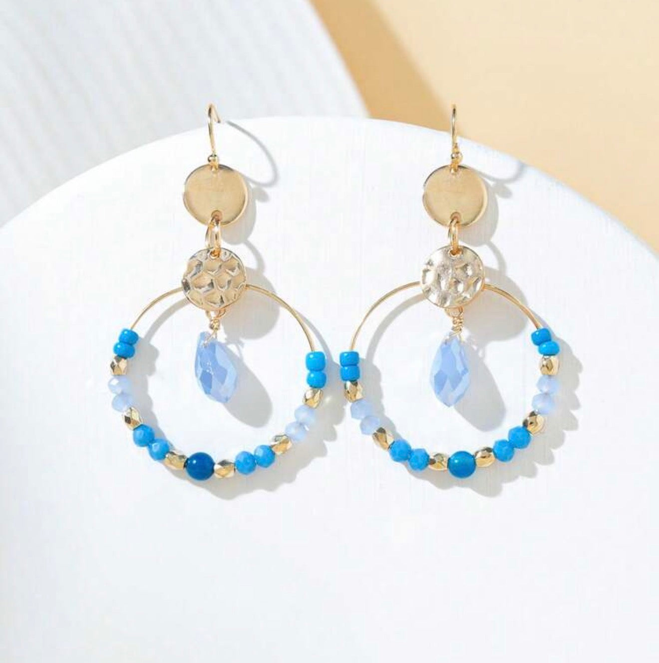 Crystal Beaded Round Earrings