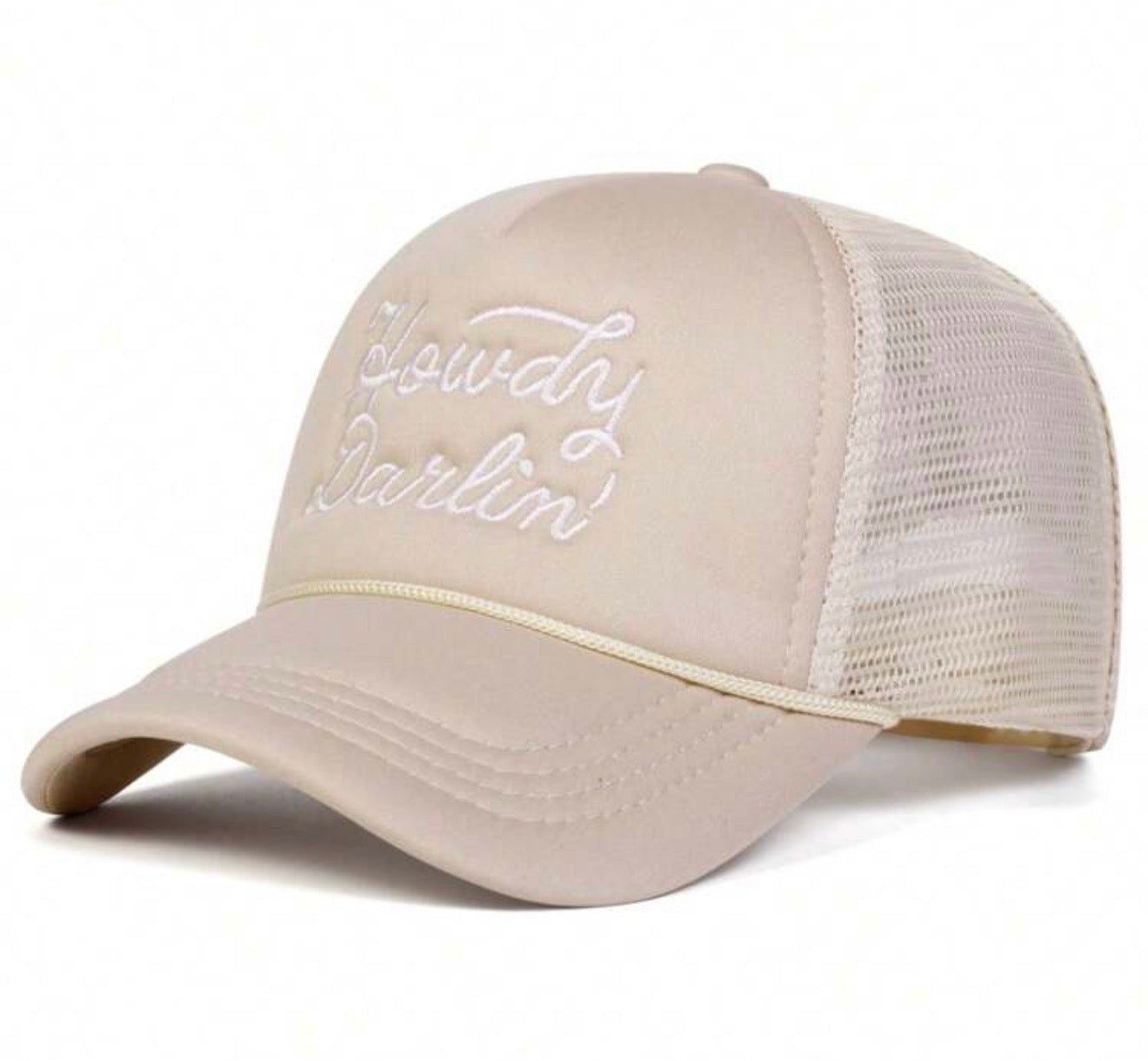 Beige Howdy Darlin Embroidered Cap