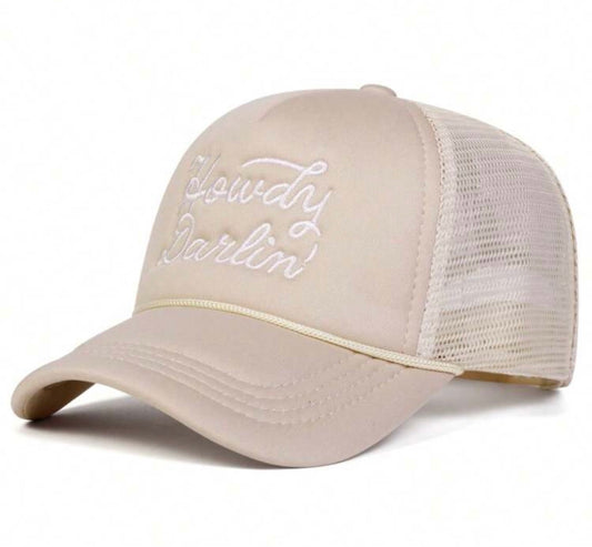 Beige Howdy Darlin Embroidered Hat
