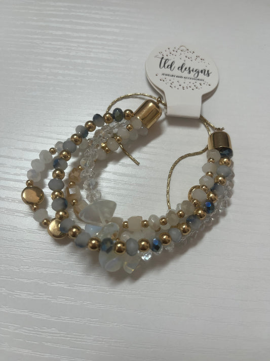 White/Blue Beaded Bracelet