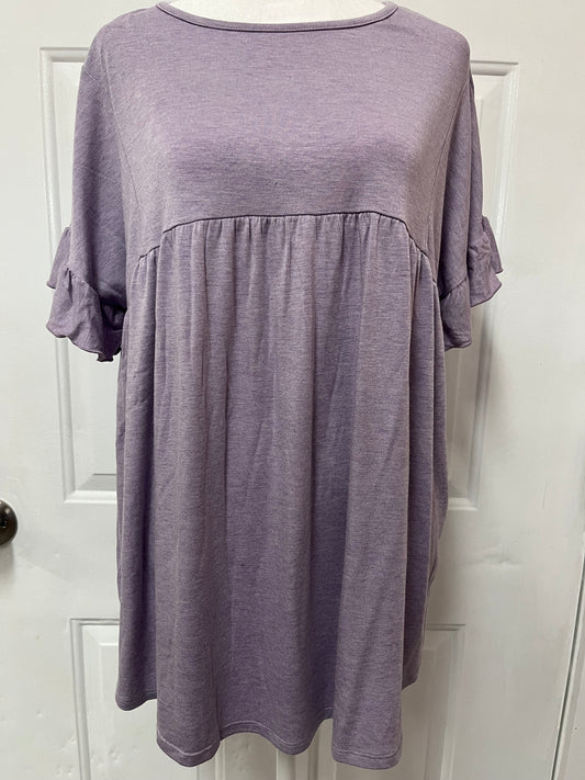 Curvy Lavender Ruffle Sleeve Top
