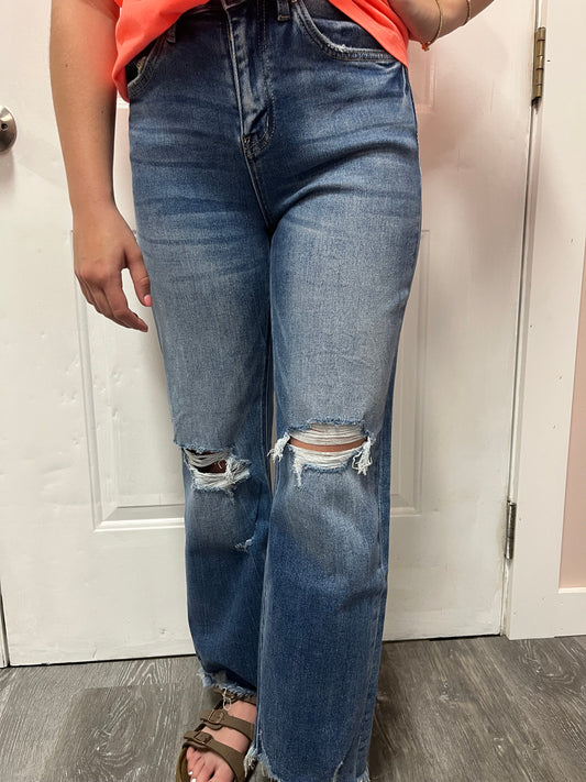 MICA Ice Dark Wash Distressed Jeans