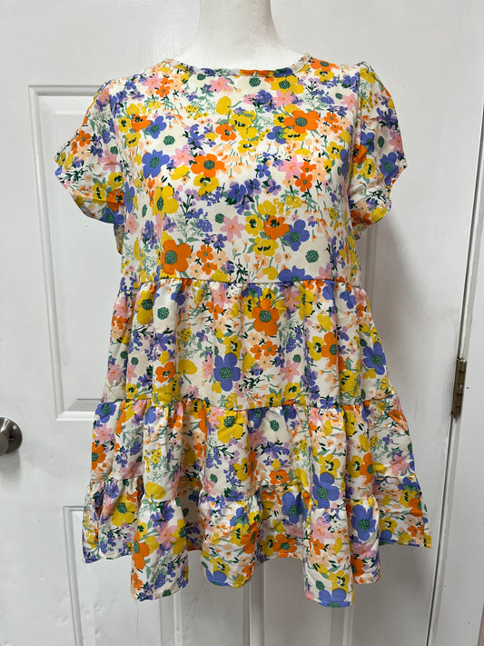 Purple And Orange Floral Top