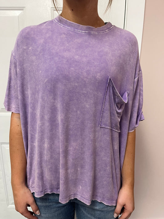 Lavender Washed Ribbed Top