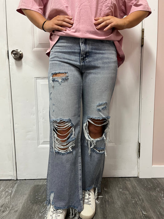 Light Wash Petra Wide Leg Jeans
