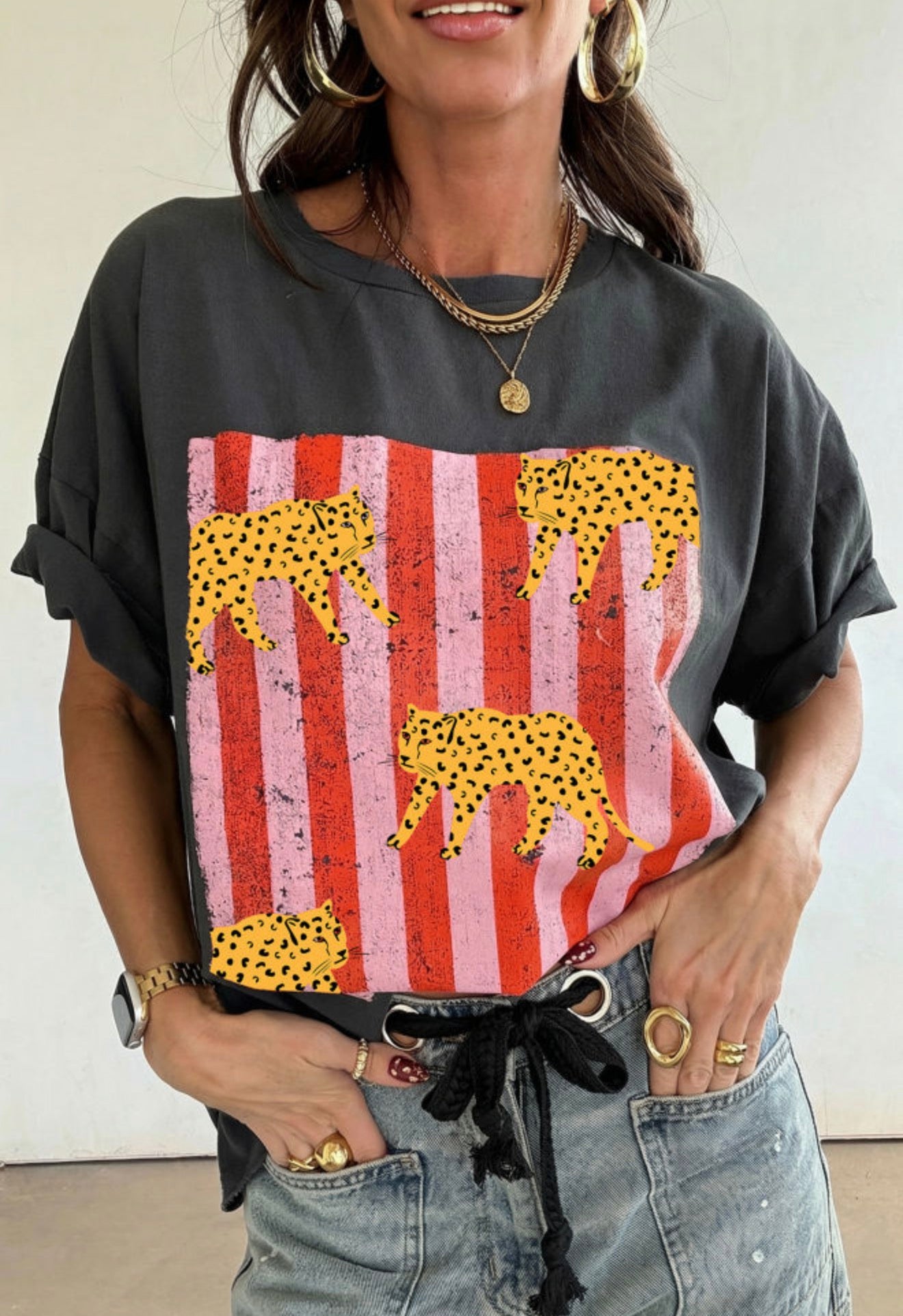 Grey Leopard Graphic Tee