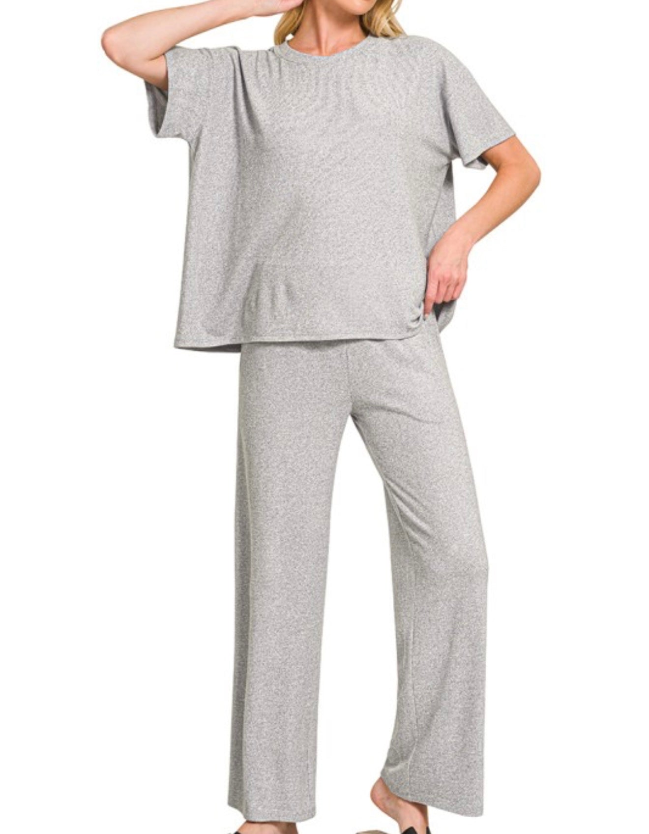 Soft Melange Short Sleeve Tee & Long Pant Set