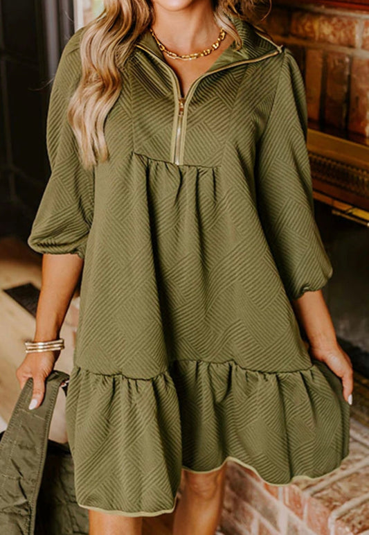 Jungle Green Textured Mini Dress