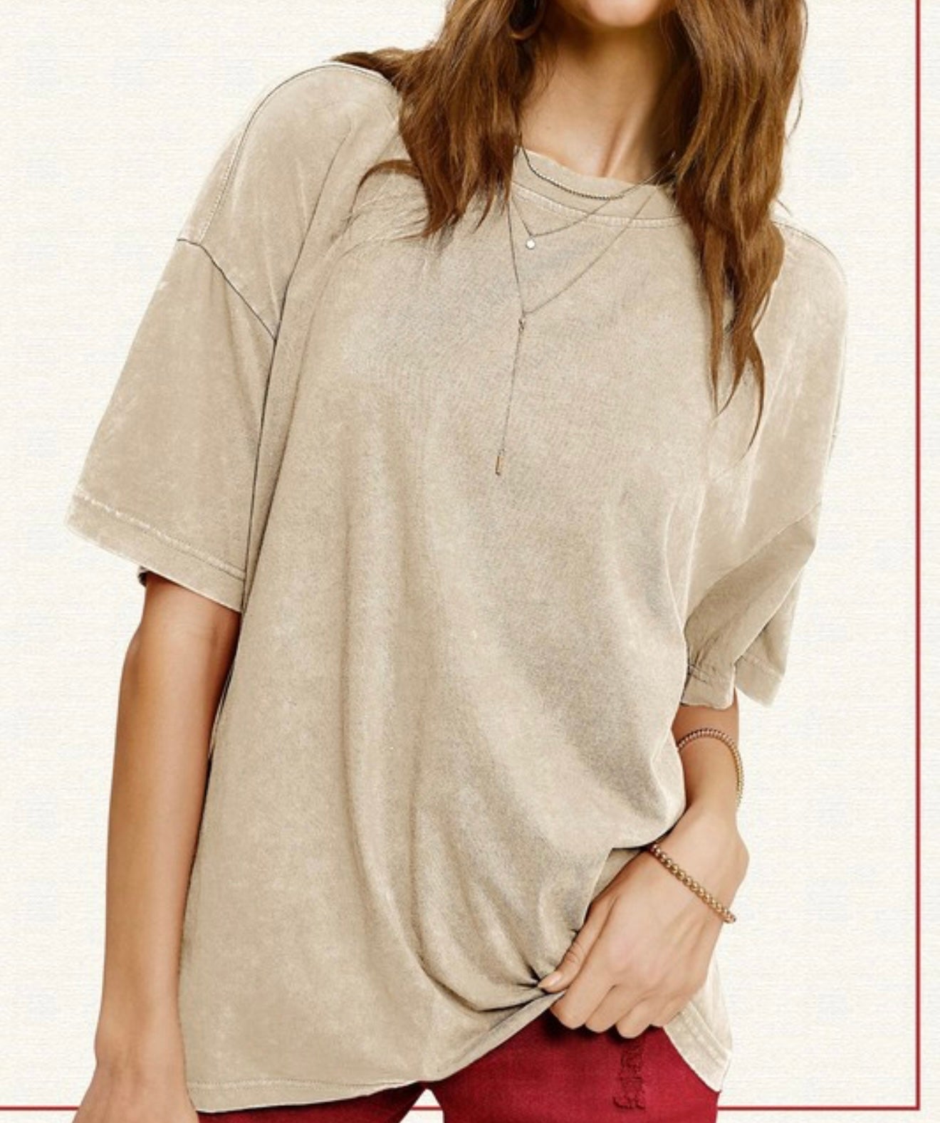 Mineral Washed Boyfriend Fit Oversized Top