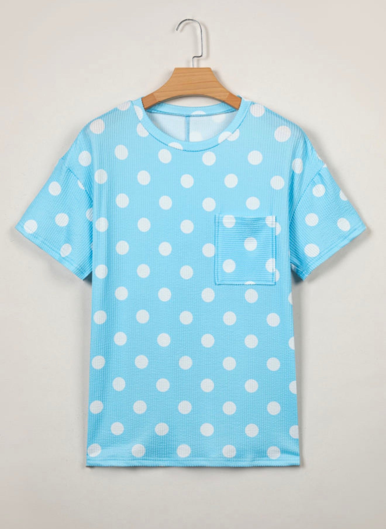 Polka Dot Patched Pocket Ribbed Top