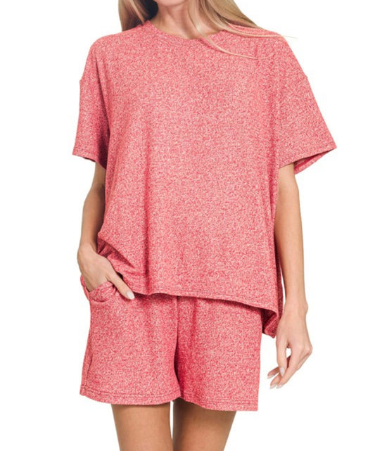 Soft Melange Short Sleeve & Short Set
