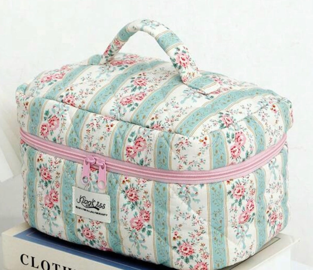 Quilted Makeup Bag Set