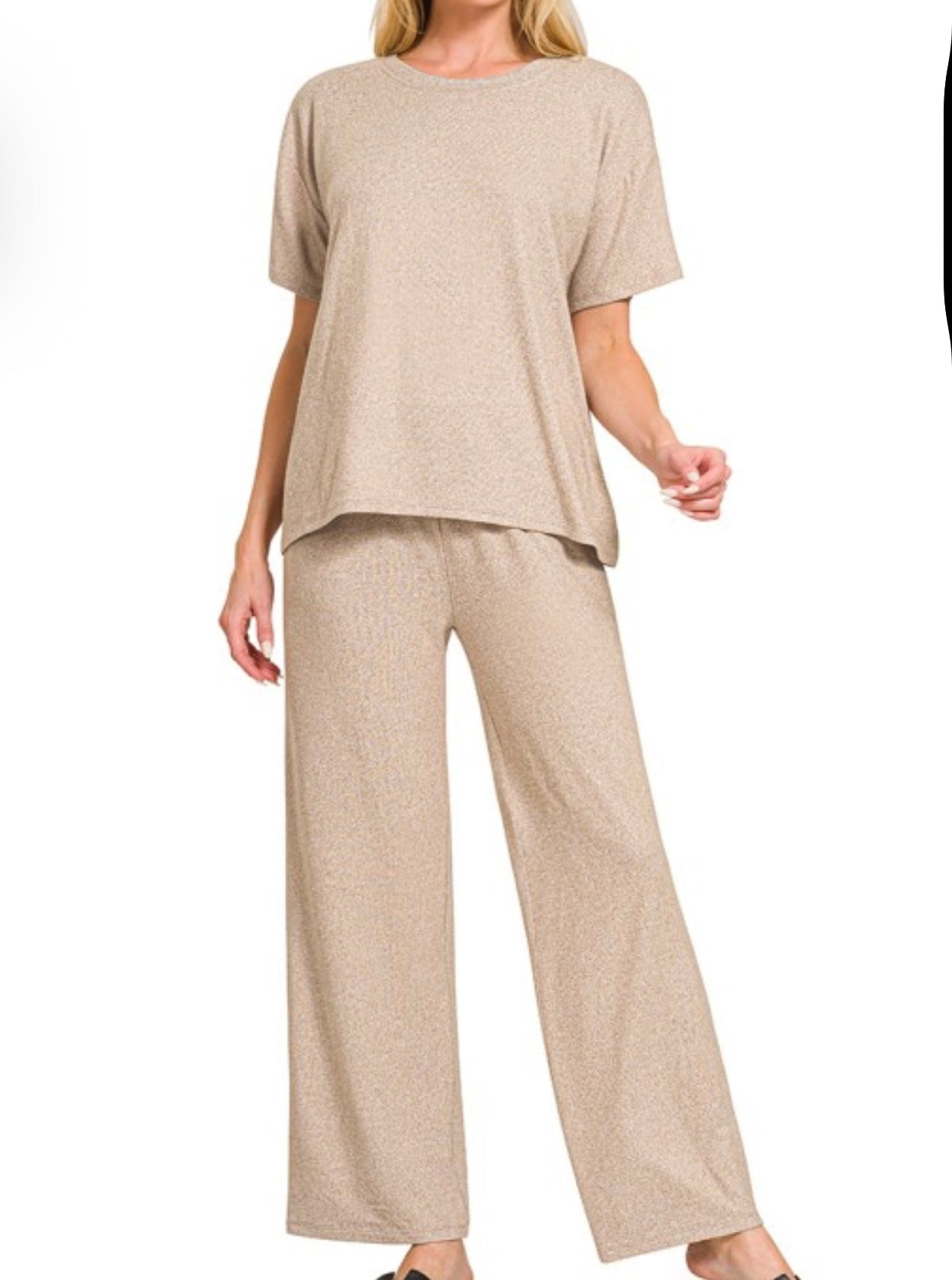 Soft Melange Short Sleeve Tee & Long Pant Set
