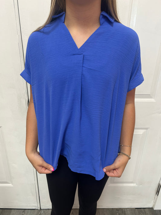 V-Neck Collared Top