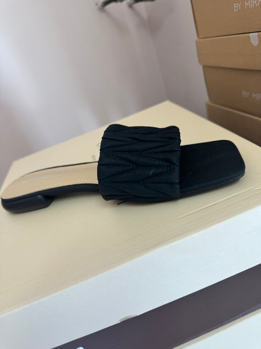 Black Quilted Slip On Sandal