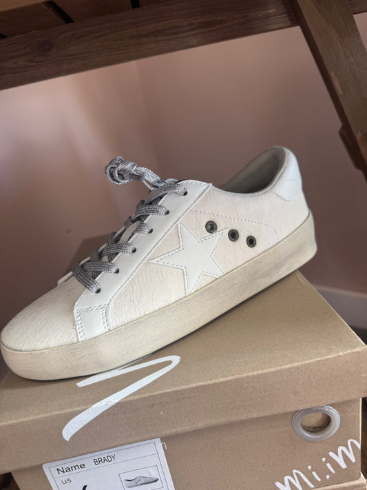 White Cowhide Star Sneaker