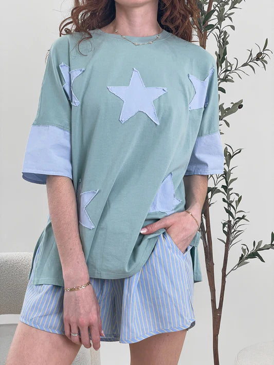Green And Blue Star Tee