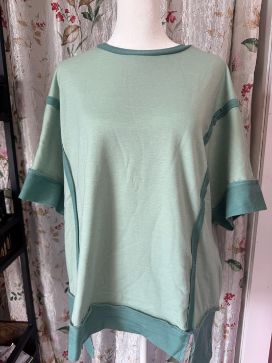 Green Raw Hem Tee