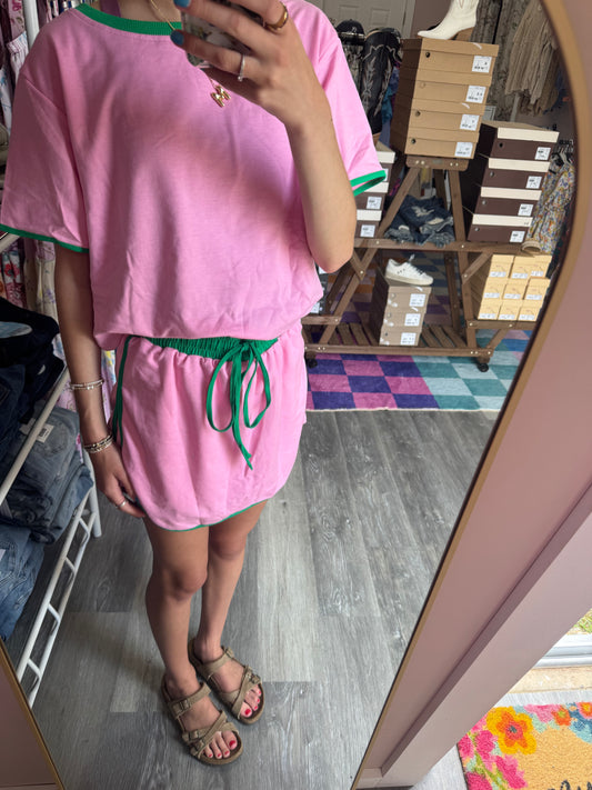 Pink/Green Skort Set