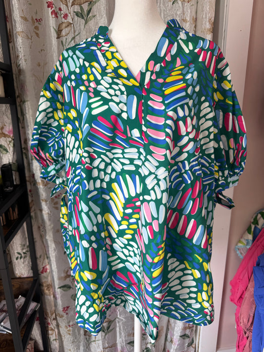 Curvy Green Abstract Blouse